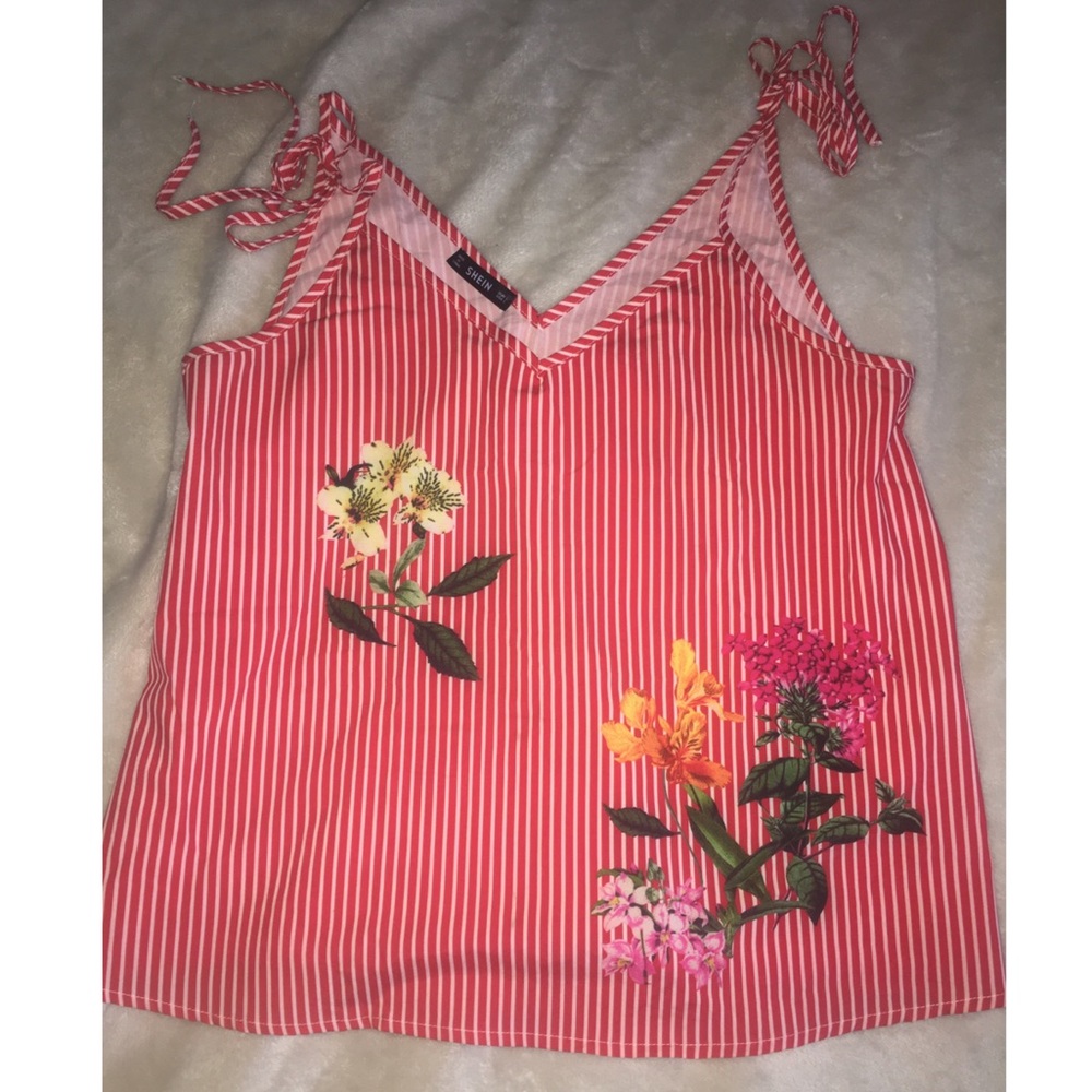 Shein red striped top
